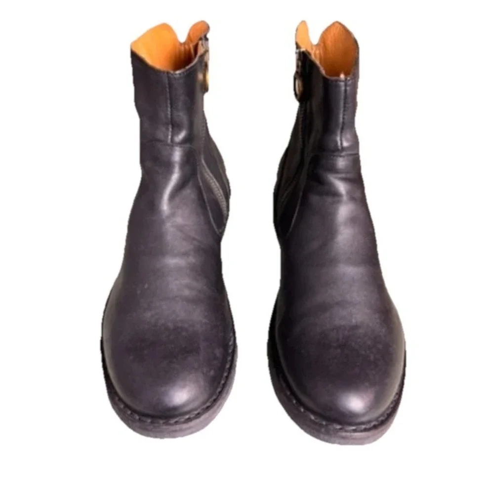 Fiorentini + Baker Ankle Boots‎ Men's Size 38 Black Leather Side Zipper Gothic